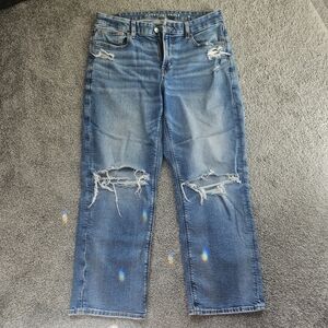 American Eagle Outfitters Light Blue Curvy Straight Jeans 10 Short